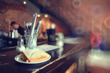 blurred background in restaurant