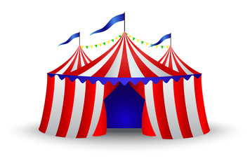 Vintage circus tent isolated on white