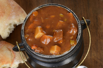 macro top view beef stew