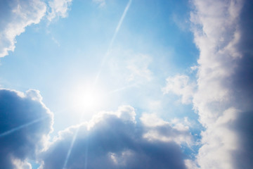 Sky with Clouds and Sun Flare