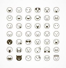 Set of emoticons, emoji isolated on white background, flat illustration