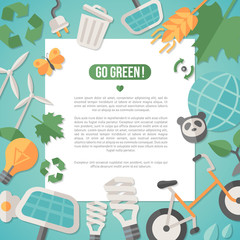 Flat design concept for ecology, recycling and green technology. 