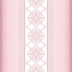 Vintage seamless border on light pink background.