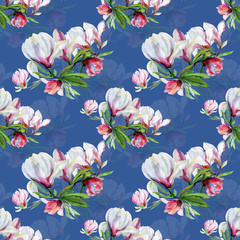 Seamless pattern of flowers magnolia