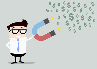 businessman attracting money