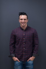 Obraz premium portrait of young startup business man in plaid shirt