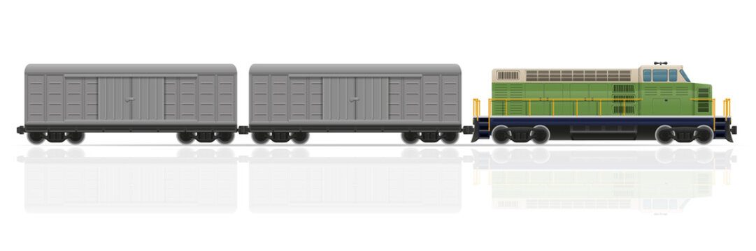 railway train with locomotive and wagons vector illustration