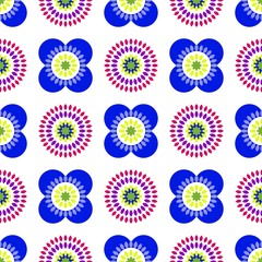 Symmetrisches Muster Ornament – endlose Textur – Kunst Verzierung Dekor – Blume Blüte – gelb grün