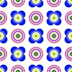 Symmetrisches Muster Ornament – endlose Textur – Kunst Verzierung Dekor – Blume Blüte – gelb grün