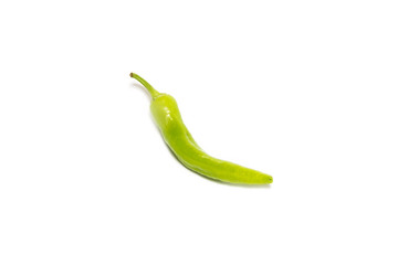 Green Pepper on a white background ready to slice and cooking.