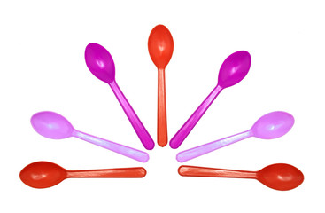plastic spoon on white background