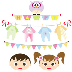 set of flags, vector kids faces