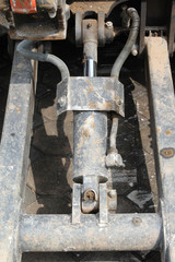 Excavator is doing work in construction site.