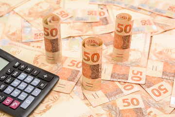 Notes of money, calculator