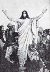 Jesus healing among the lames and badlys  lithography
