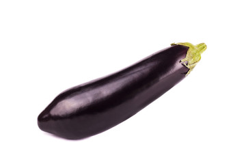 One fresh and raw eggplant over white background - 104301312