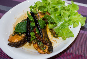 Spicy salmon food Thailand