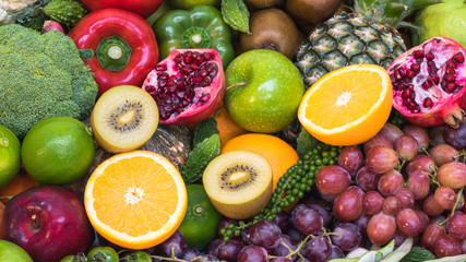 Naklejka na ściany i meble Fresh Fruits and vegetables for healthy lifestyle