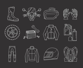 Vector set of motorcycle icons