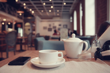Breakfast tea in a cafe