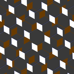 Box abstract cubist art illusion in grey and brown