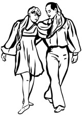Fototapeta na wymiar vector sketch of man and woman dancing gently