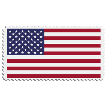 American flag on postage stamp