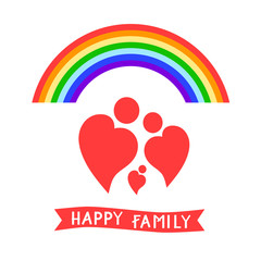 Happy family. Vector illustration, icons. Family with one child.