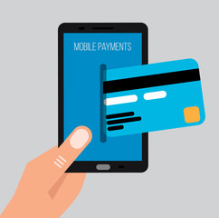 Mobile payments with smartphone communication technology concept