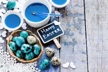 Easter background with colored eggs