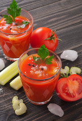 Fresh tomato juice with celery