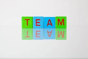 Team  - an inscription from children's blocks