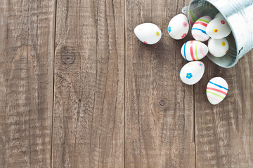 Easter eggs on a wooden table