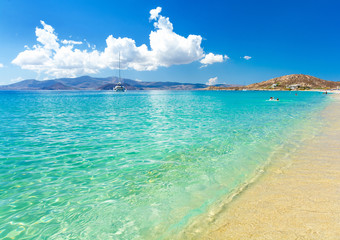 paradise beach on Naxos island in Greece, Cyclades
