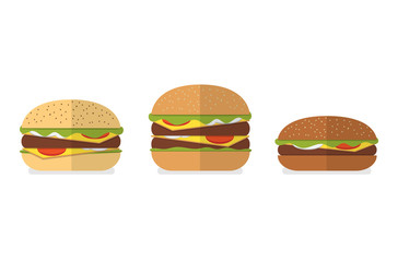 Set of different types of bread for burgers, hamburgers, cheeseburger