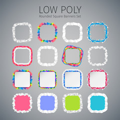 Low Poly Rounded Square Banners Set