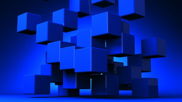 Loop Able Blue Cube Abstract On Blue Background