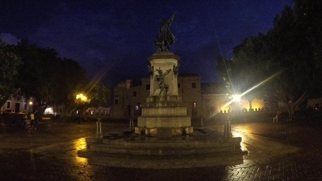 The Cathedral Bas&iacute;lica Menor de Santa Mar&iacute;a at night time, in zona colonial, santo domingo, domenican republic