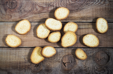 crackers on a dark wooden background