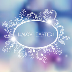Colorful postcard for Easter with hand drown frame