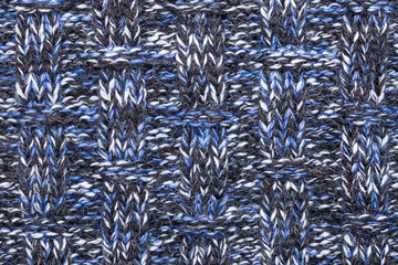 Blue white black knitted melange fabric cloth pattern