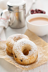 Vanilla baked donuts with dried cranberries