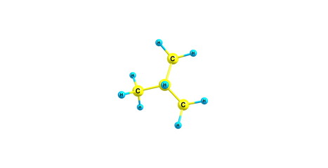 Isobutane molecular structure isolated on white