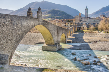 Bobbio - Val Trebbia river - Bridge - Piacenza - Emilia Romagna - obrazy, fototapety, plakaty