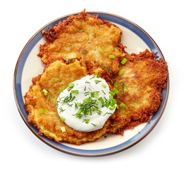 potato pancakes on white background