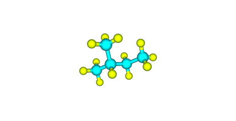 Isopentane molecular structure isolated on white