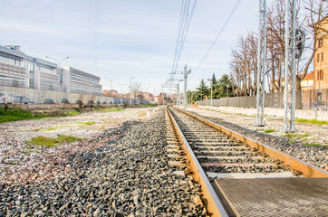 Obraz premium gravel urban crossing railroad