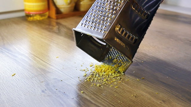 Lemon zest being grated, 