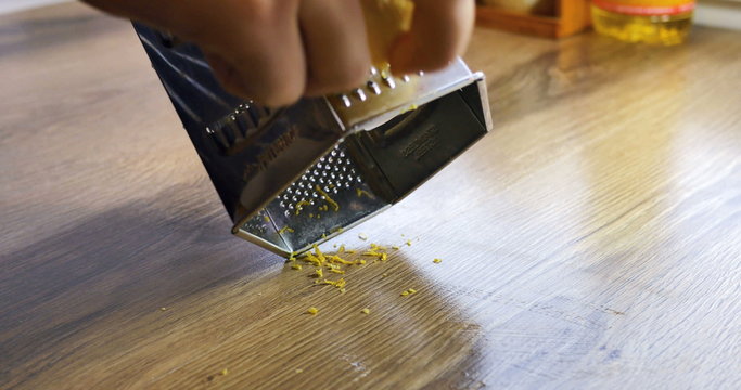 Lemon zest being grated