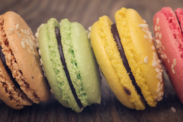 French colorful macaroons close-up
